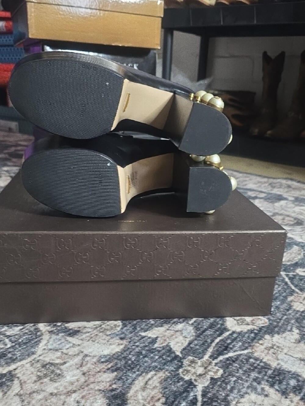 Gucci Black Leather Platform Horsebit Mules - Picture 6 of 13